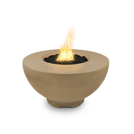The Outdoor Plus 37 Round Sienna Fire Pit - GFRC Concrete - Brown - Match Lit - Liquid Propane OPT-RF37-BRN-LP